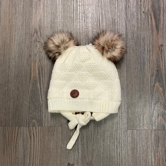 Snow CaliKids Fur Lined Knit Double Pom Hat with Tie, 9-18M
