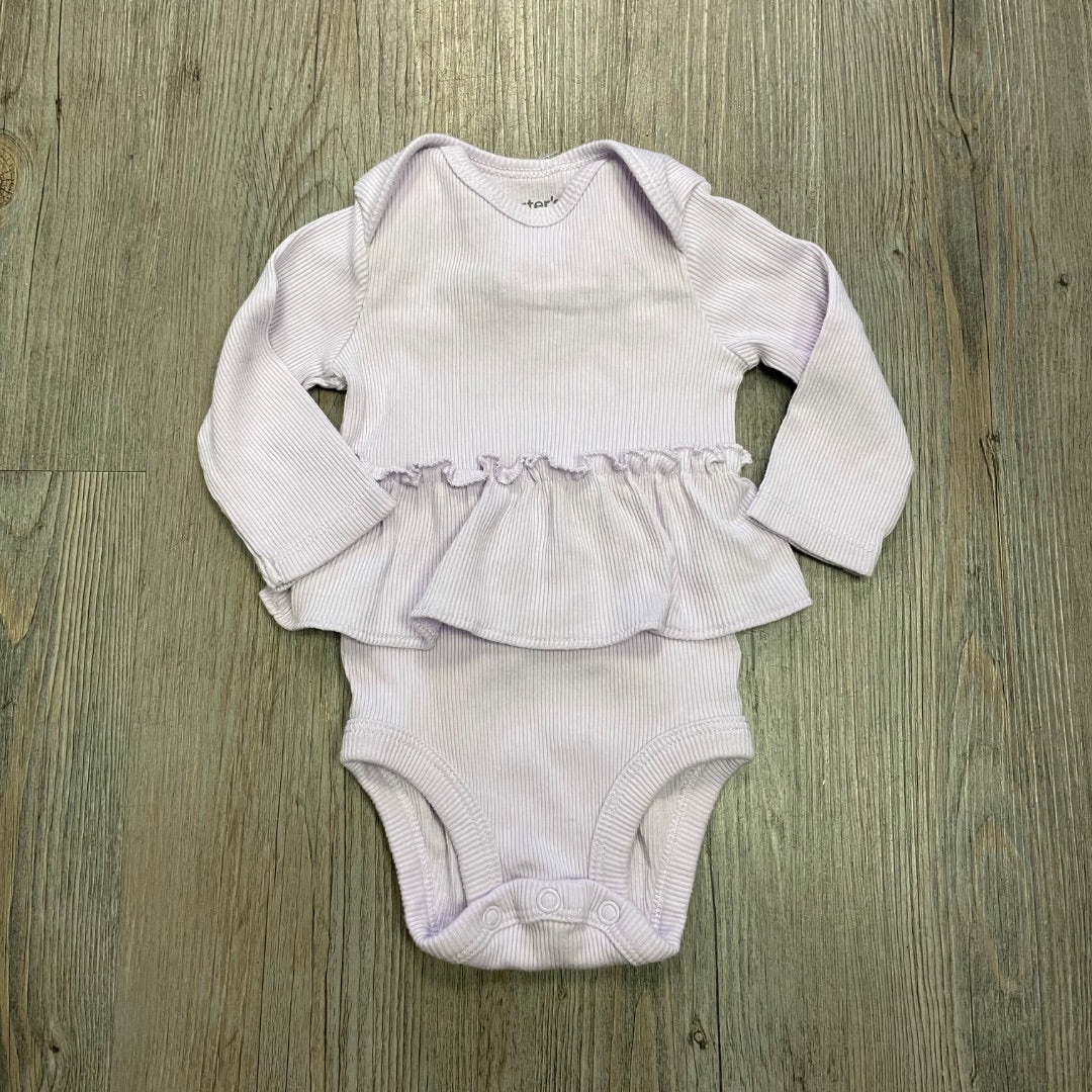 Lavender Carters LS Onesie, 0-3M