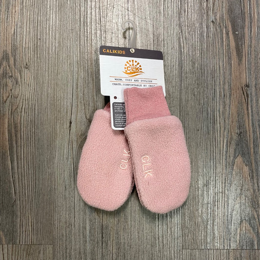 Rose CaliKids Fleece Mitts With Cord, 6-12M