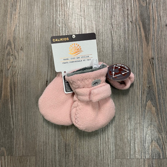Rose CaliKids Fleece Mitts With Cord, 6-18M
