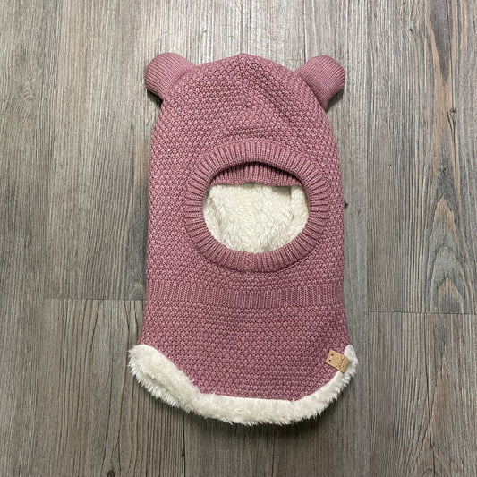 Nostalgic Pink CaliKids Knit Fur Lined Balaclava With Ears, 9-24M