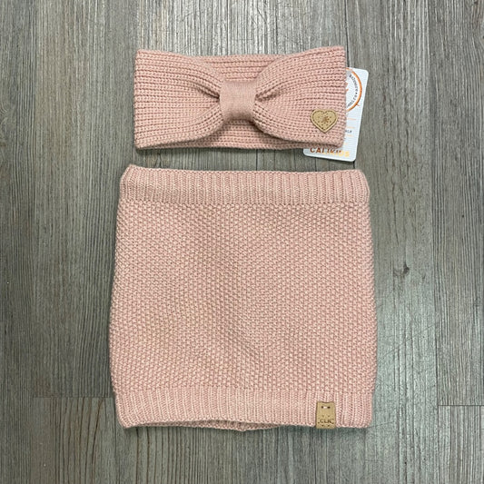 Nostalgic Pink CaliKids Fur Lined Knit Neck Warmer & Headband, 0-3Y