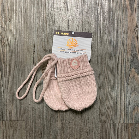 Rose CaliKids Knit Mitts With String, 1-6M