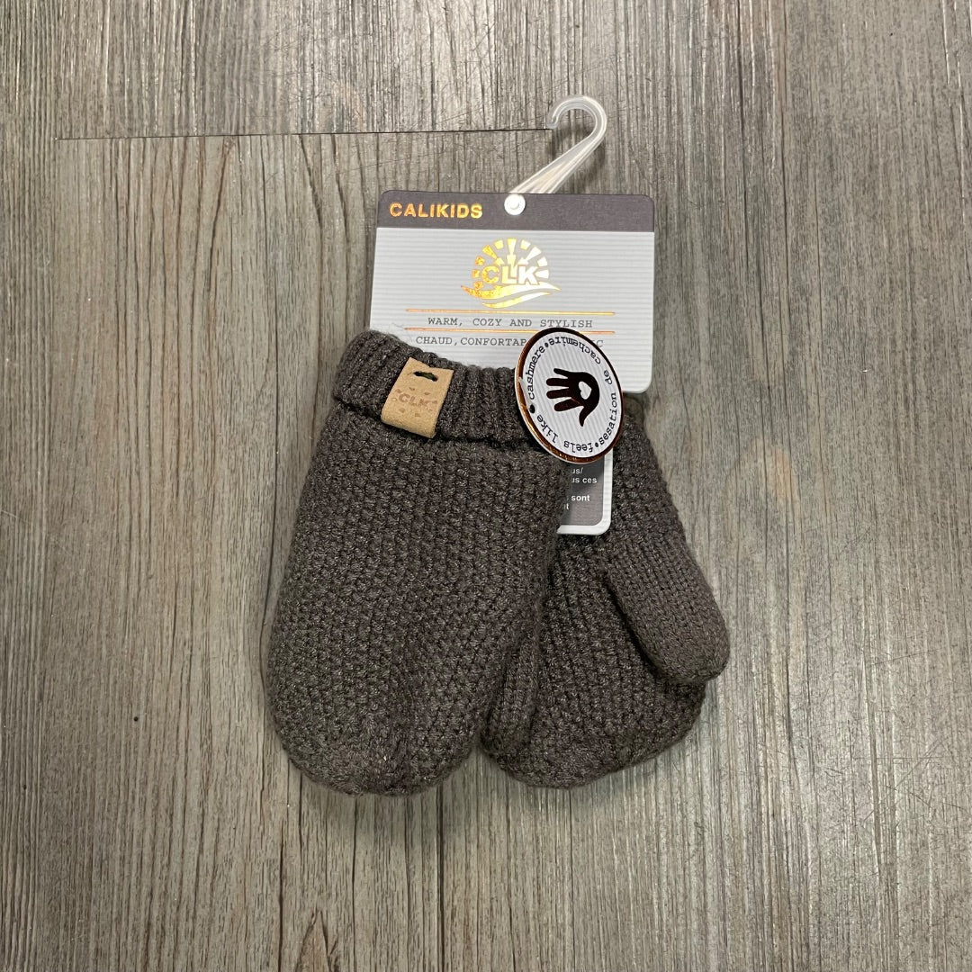 Morel CaliKids Fur lined Knit Mitts  With String, 9-18M