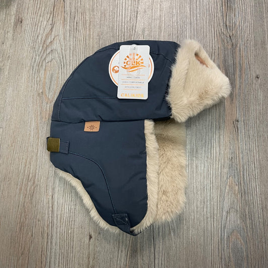 Blue CaliKids Water Repellent Faux Fur Hat, 18M-3Y