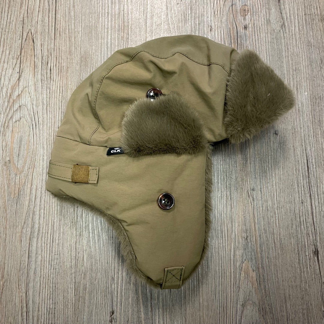 Olive CaliKids Water Repellent Faux Fur Hat, 18M-3Y