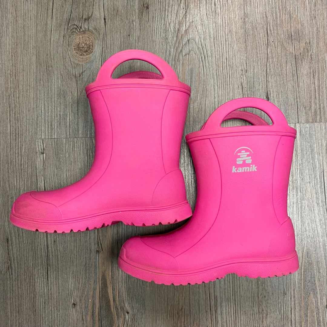 Pink Kamik Rain Boots, 1Y
