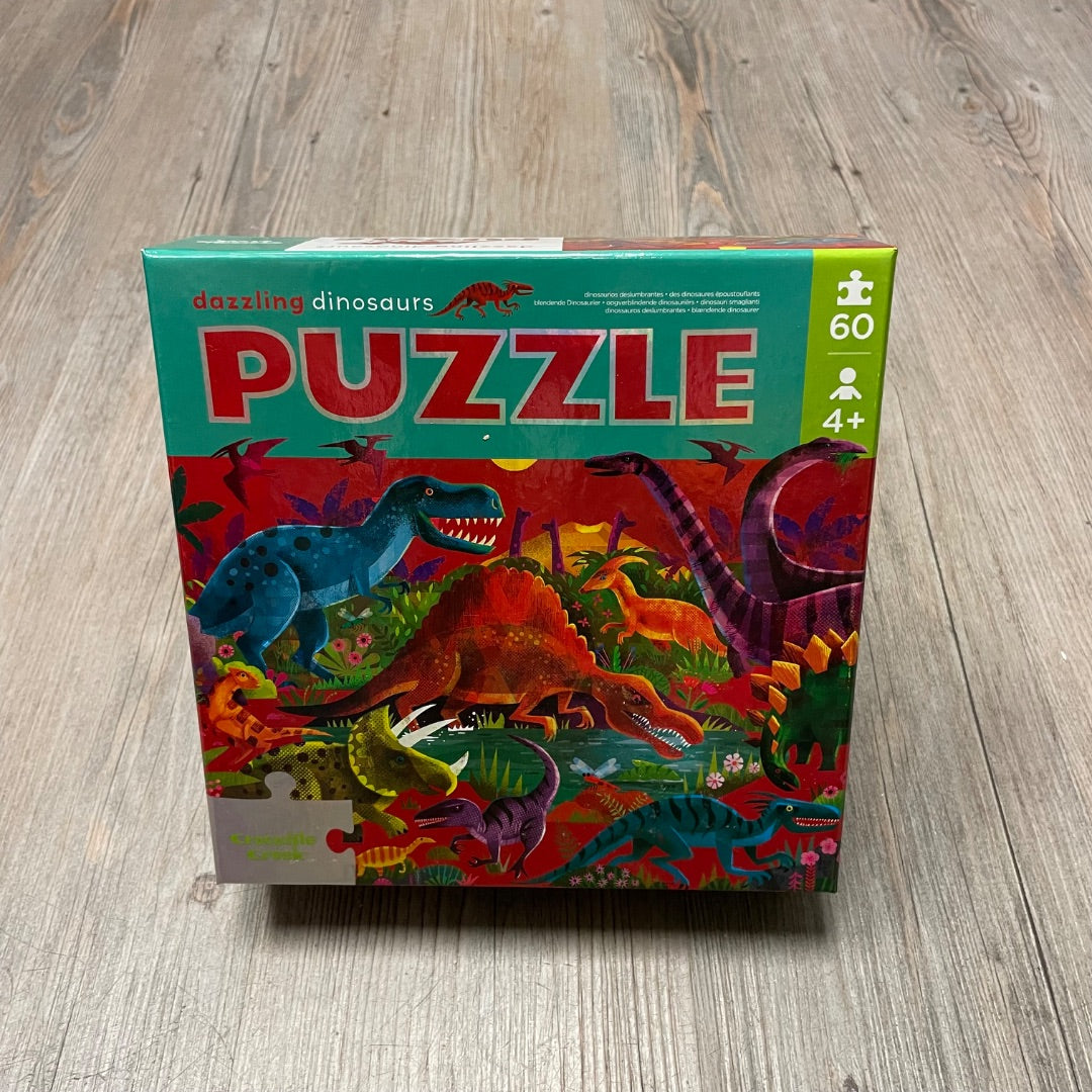 Multi Colour Crocodile Creek Dazzling Dinosaurs Puzzle, 60Pcs Complete