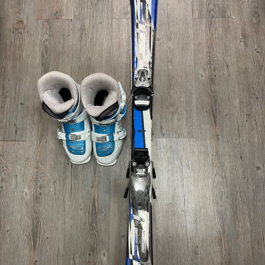 Blue/White Nordica Boots & Elan Race Pro Skis Skis and Boots, 120/27.5