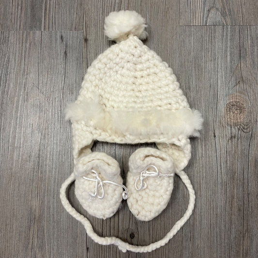 Ivory  Knit Hat + Booties, Newborn