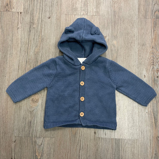 Blue Pekkle Knit Hooded Cardigan, 12M