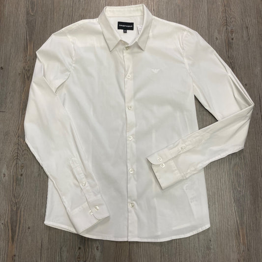 White Armani LS Dress Shirt, 14Y