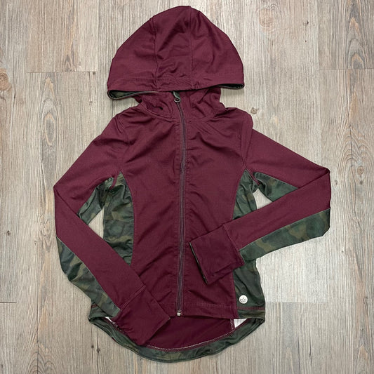 Maroon Jilly Yoga LS Hooded Zip Top, 7-8Y