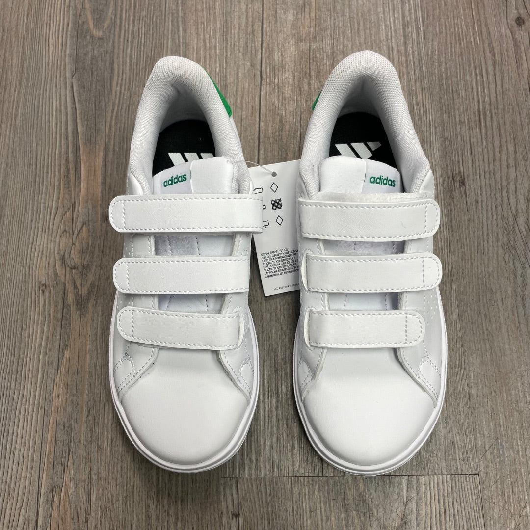 White Adidas Velcro Shoes, 2Y
