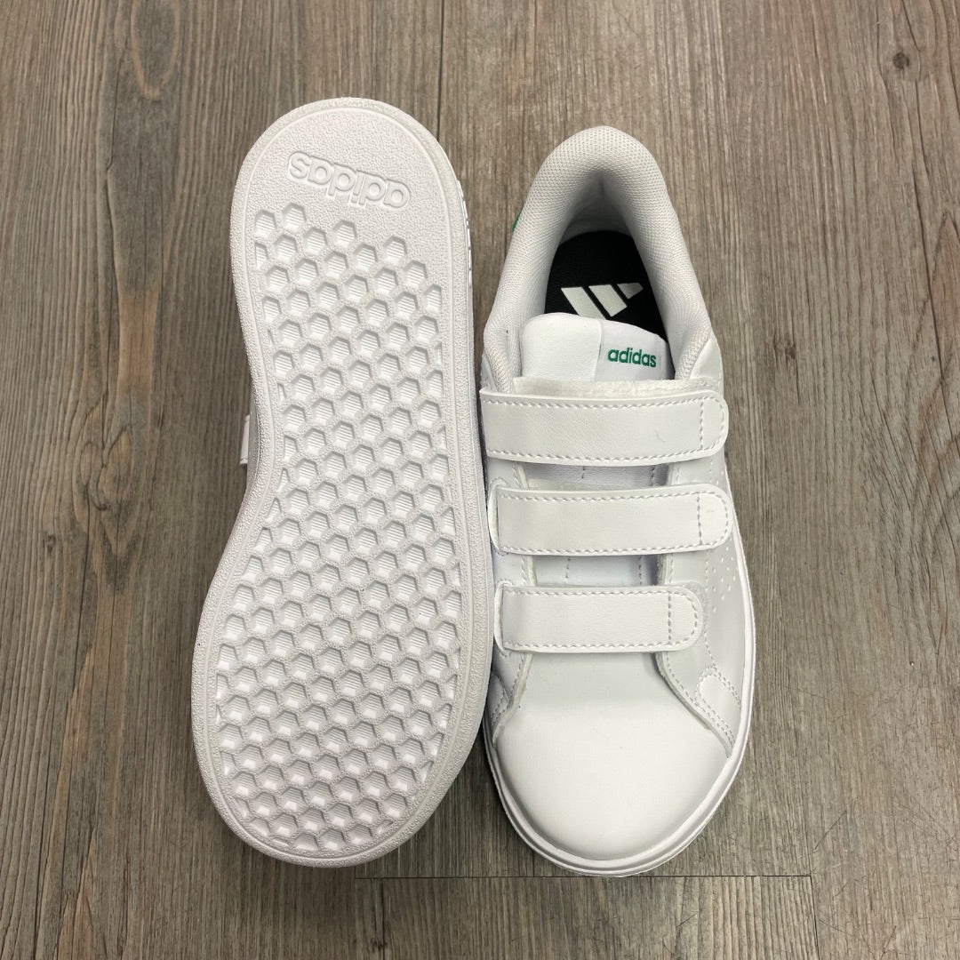 White Adidas Velcro Shoes, 2Y