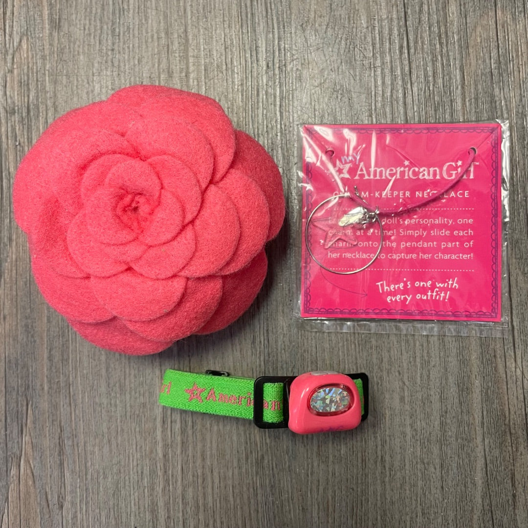 Coral  Pink Silver American Girl Doll Accessories, 18 inch Doll