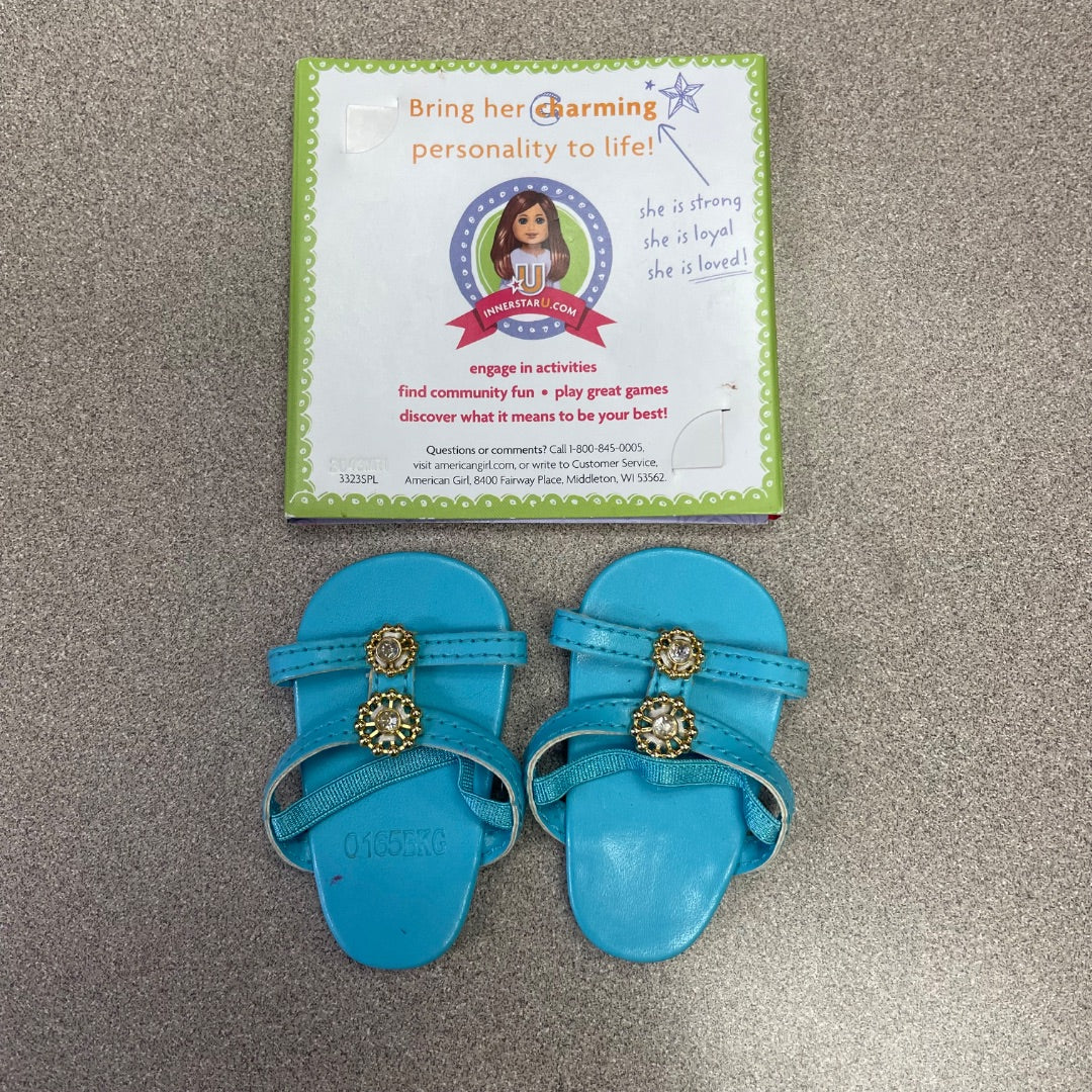Blue American Girl Doll Slippers ,Charm, 18 inch Doll
