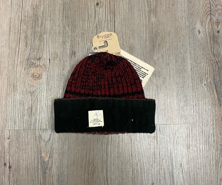 Black Maroon Hygge Knit Wool Beanie, 10Y+