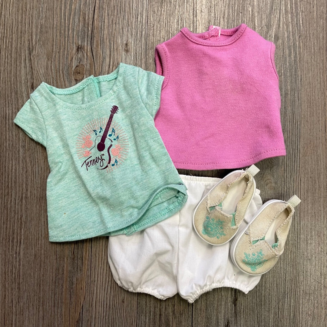 Pink Green White American Girl Doll Clothing, 18 Inch Doll