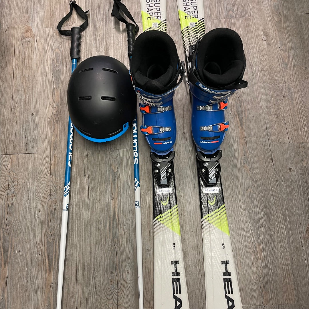Blue/White/Black Head 7 pcs Ski Set