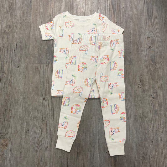 NEW - Cream with Cats Old Navy 100% Cotton 2 pcsPajamas, 2Y