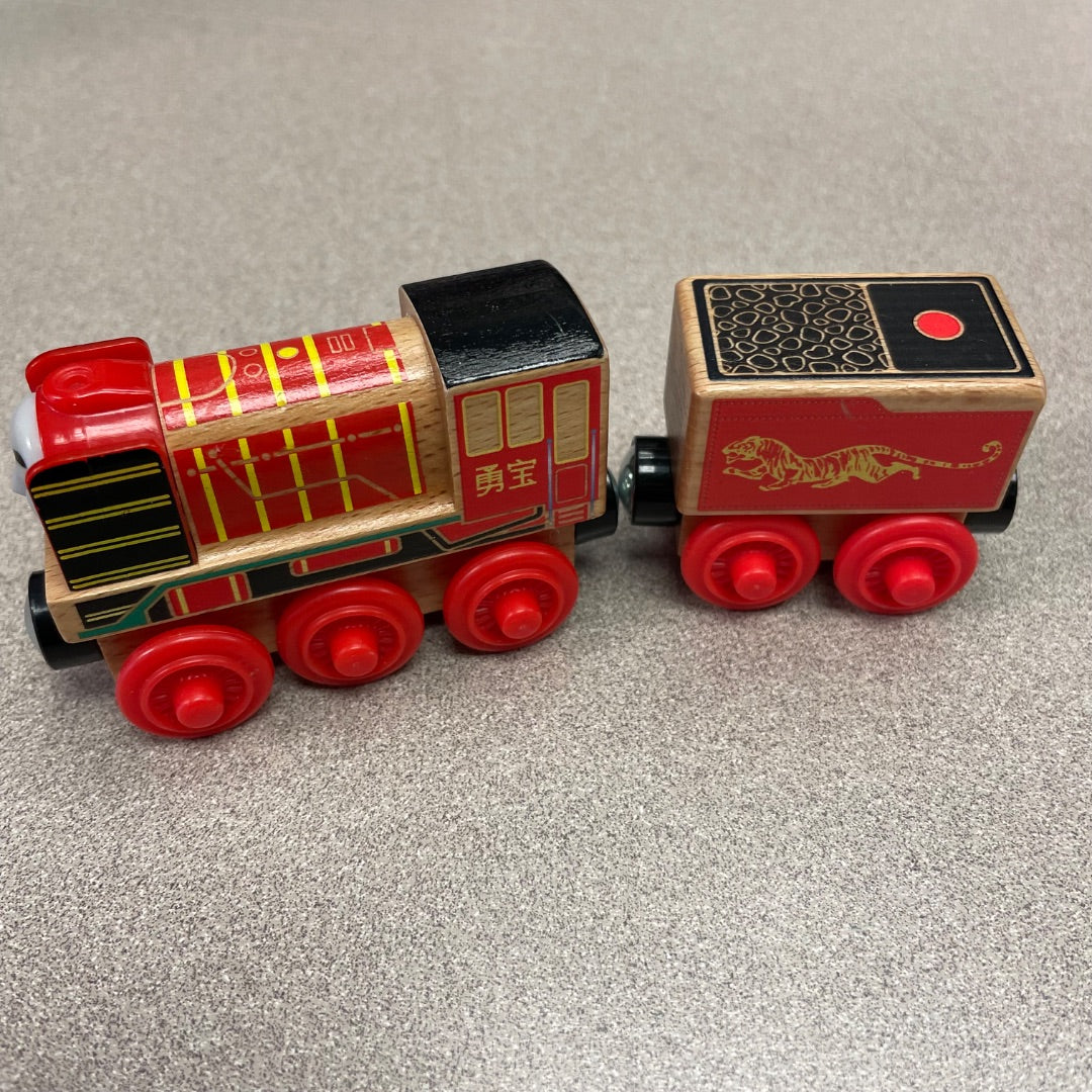 Red  Red Yong Bao Wooden Train, Pre-owned