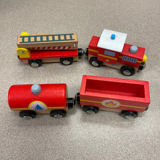 Red Janod Wooden Train Set, Pre-owned