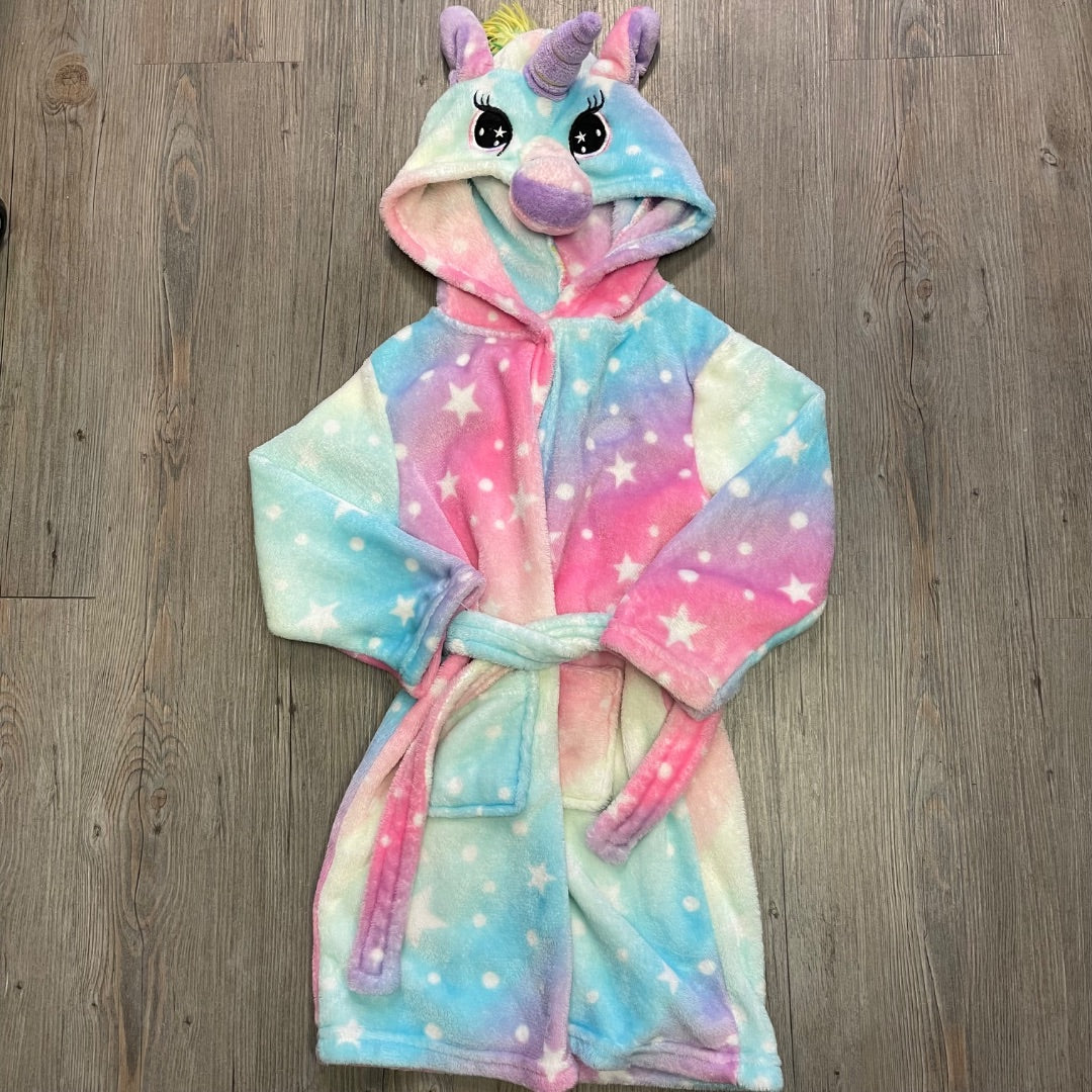 Multi Colour  Fleece Unicorn Robe, 5-6Y