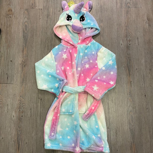 Multi Colour  Fleece Unicorn Robe, 5-6Y