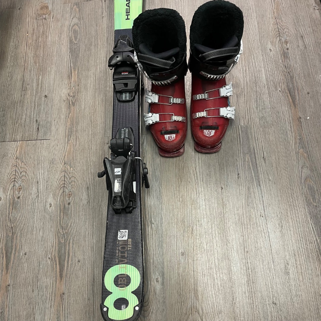 Red/Green Solomon Boots & Head Skis Ski Boots & Skis Set