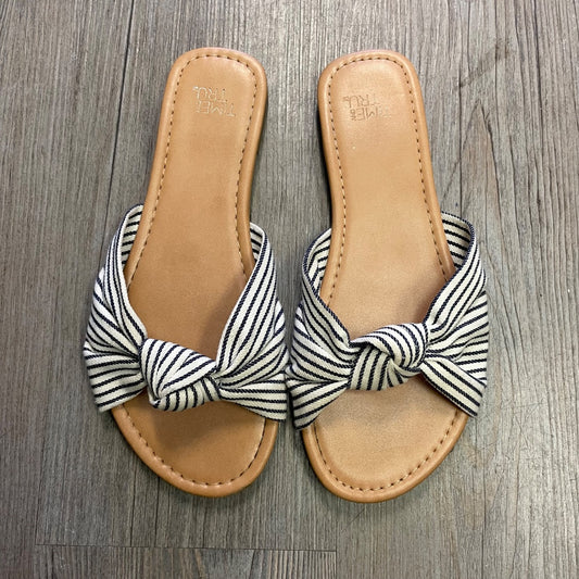Striped Time And True Slides Sandals, 6Y