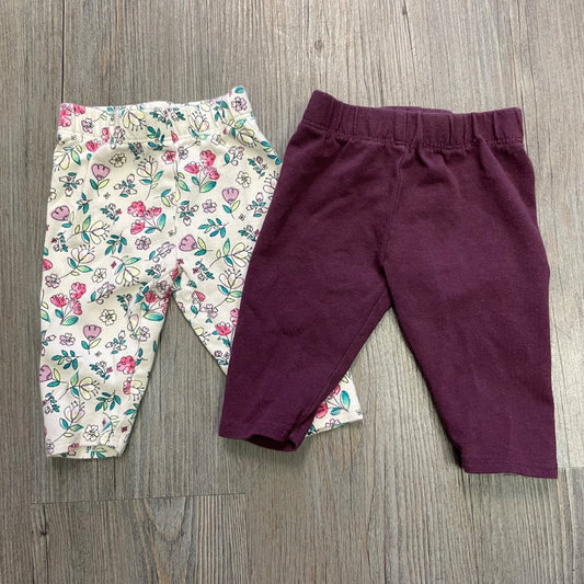 Floral,Burgundy George Baby Pants, 0-3M