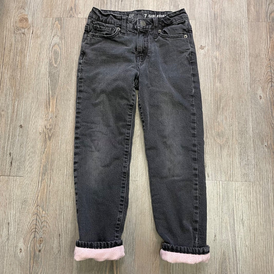 Faded Black Gap Girl Friend Lined Jeans, 7Y