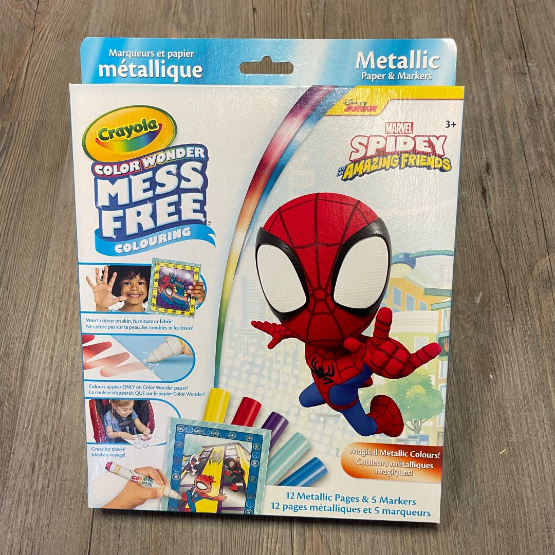 Multi Colour Crayola Spiderman Mess Free Colouring Metallic Paper Markers, 3Y+