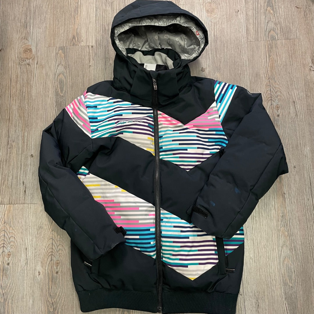 Black,Multi Colour Striped Sunice Ski Winter jacket, 12Y