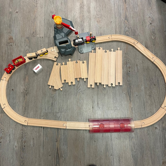 Natural Wood Brio Wooden Train Set, Pre-owned