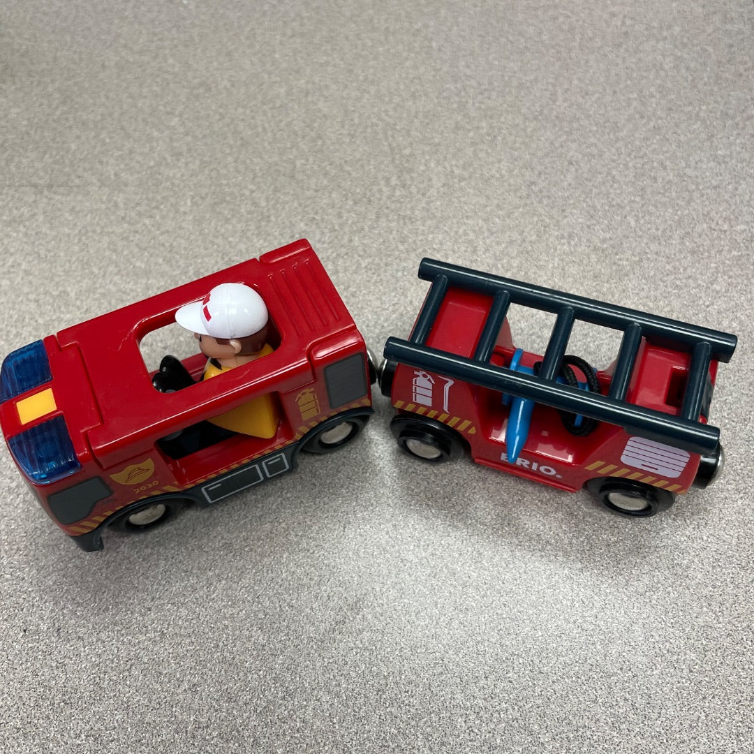 Red Brio Fire Truck Train Set, Pre-owned