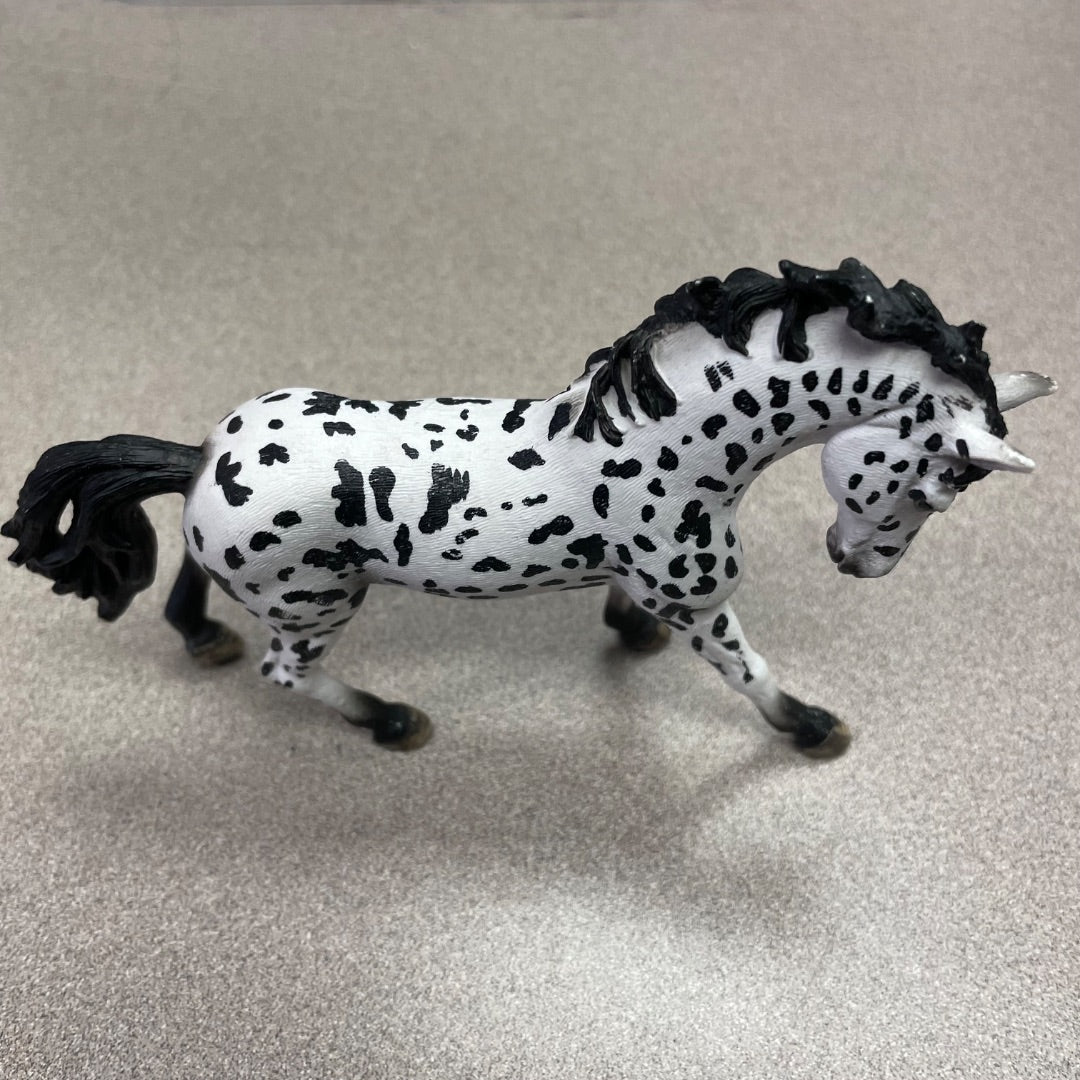 Black ,White Schleich Horse Figurine, 6 inch
