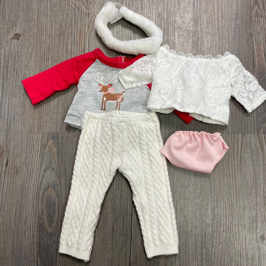 White ,Grey, Red American Girl Doll Clothing Set