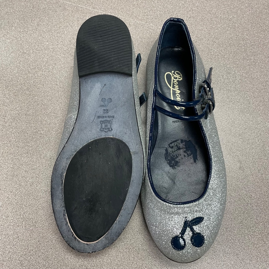 Silver Bonpoint Flat Shoes, 13Y