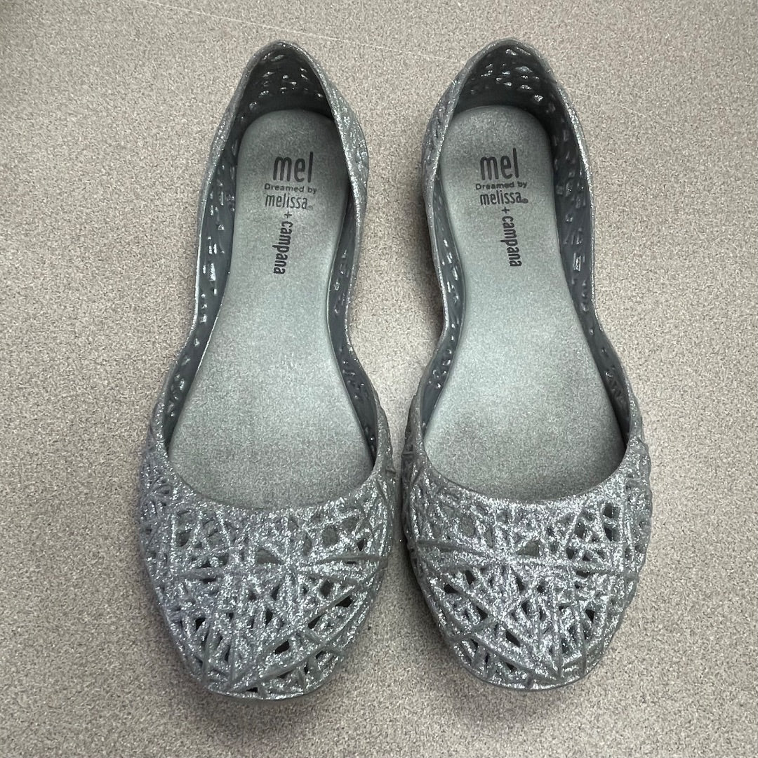 Silver Mini Melissa Jelly Shoes, 1Y