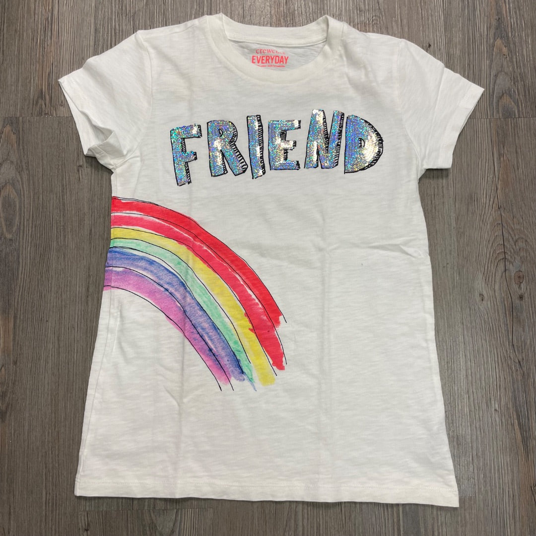 White Rainbow Print  Sequin Tee 14Y