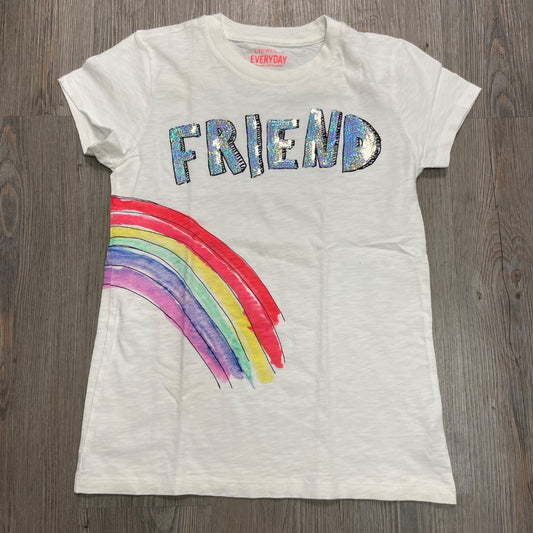 White Rainbow Print  Sequin Tee 14Y