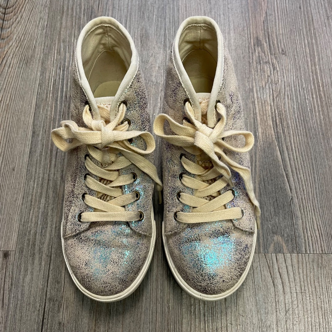 iridescent Gold Crewcuts Hightop Shoes, 1Y