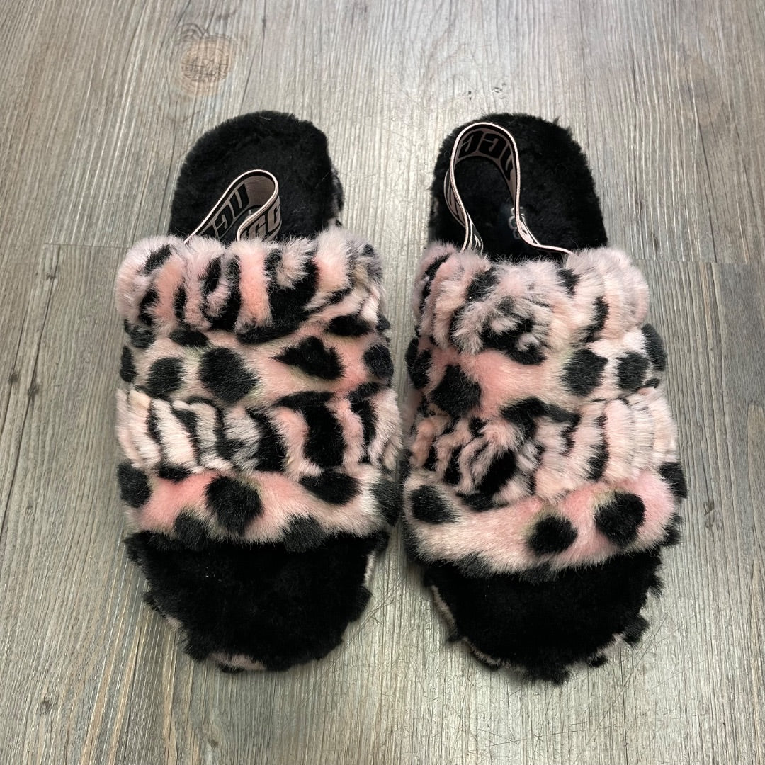 Leopard Pink UGG Indoor Slippers, 8Y Women