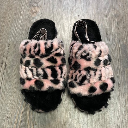 Leopard Pink UGG Indoor Slippers, 8Y Women