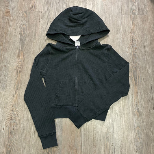 Faded Black TNA Zip Waffle Hoodie, 10-12Y