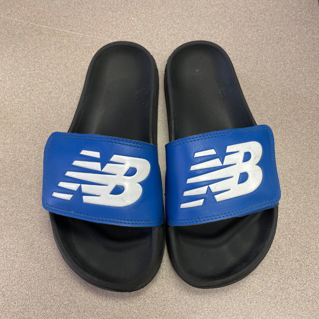 Black Blue New Balance Slides, 4Y