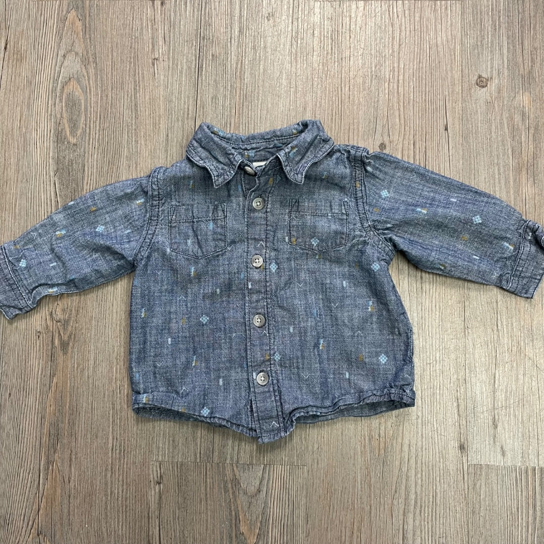 Blue Old Navy LS Shirt, 6-12M