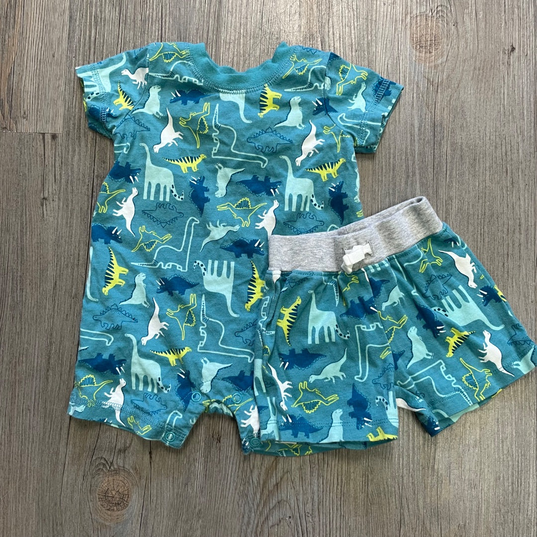 Dino Print Carters Baby Romper Set, 6M
